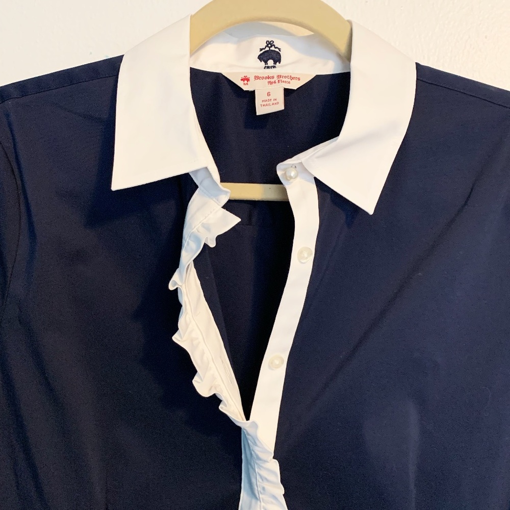 Navy & White Blouse | Size 6 - Picture 2 of 7
